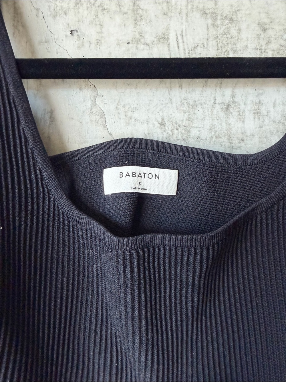 Babaton Black Ribbed Square-Neck Tank - Picture 3 of 3